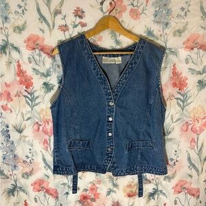 Vintage Blue Denim Vest with Button Front
